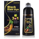 KINGMING Champú Tinte Negro para cubrir el cabello gris al 100% con resultado natural.
