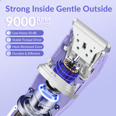 KINGTEE 5-in-1 bikini trimmer purple detachable heads enable versatile shaping.
