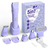 KINGTEE 5-in-1 bikini trimmer purple front view for precise, gentle grooming.