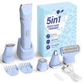 KINGTEE 5-in-1 bikini trimmer blue front view for smooth skin and precise shaping