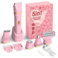 KINGTEE 5-in-1 bikini trimmer front view with ceramic blades for precise grooming.