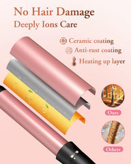 Kinked tapered curling wand for defined curls and varied textures