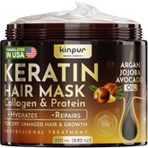 Kinpur Keratin Hair Mask bottle pouring for deep hydration