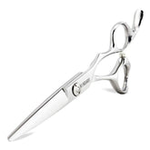 KINSARO 5.5-inch barber scissors with convex blades for precise salon cuts.