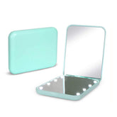 Kintion pocket mirror with LED, front view showing 1x and 3x magnification for makeup detail