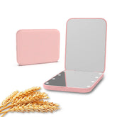 Kintion Wheat Straw Pocket Mirror shown with 1x and 3x magnification for on-the-go makeup checks.