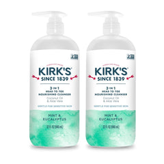 Kirks 3-in-1 nourishing cleanser bottle pump for convenient head-to-toe cleansing.