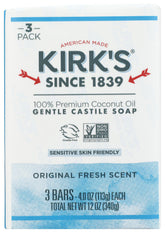 Kirk's Jabón de Castilla Original, botella vertiendo: limpieza suave para piel sensible.