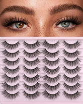 Kiromiro false eyelashes 14mm 3D mink wispy cat-eye for natural enhancement.