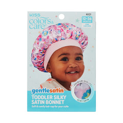 Bonete Kiss Colors & Care satín con unicornio protege el cabello del bebé durante la noche