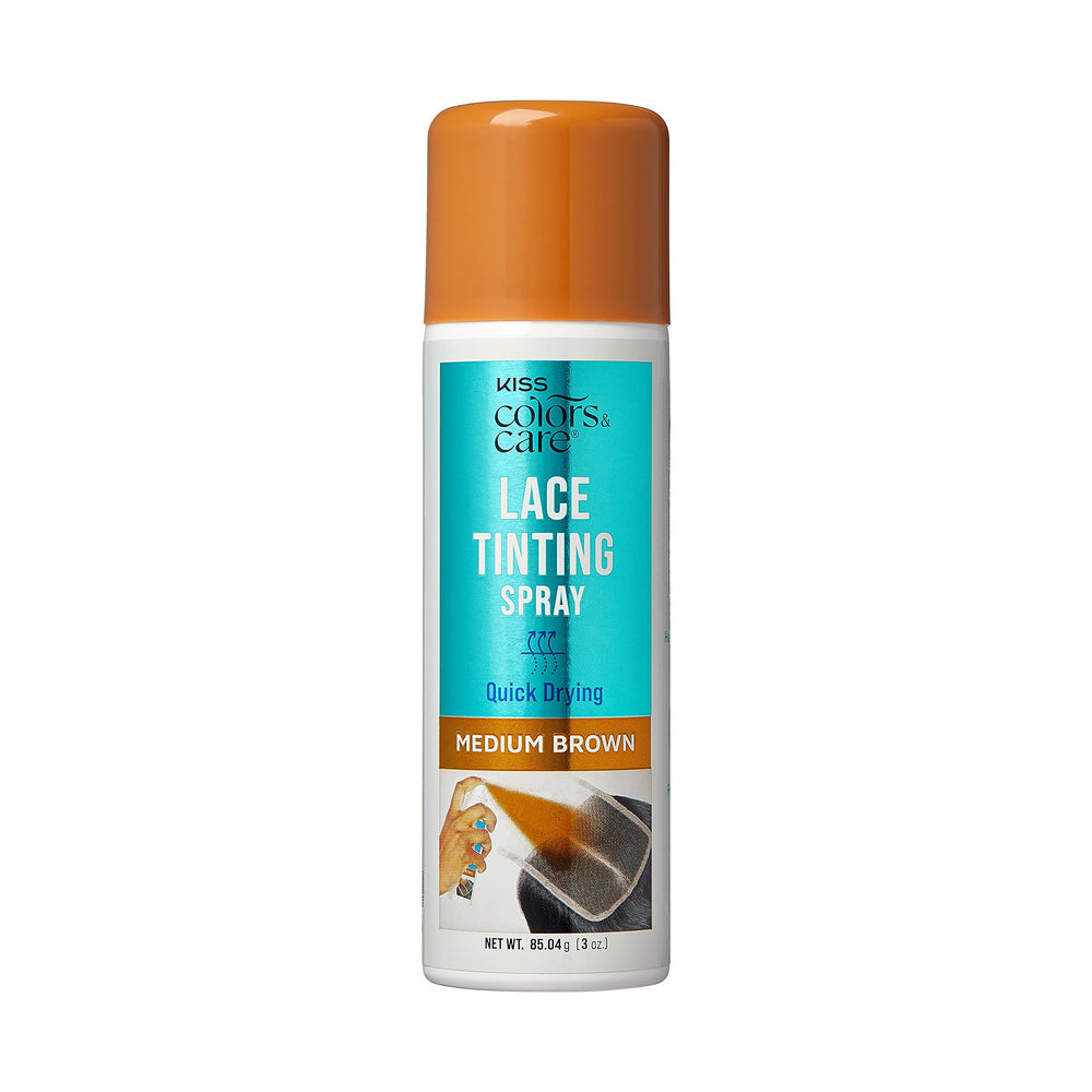 KISS Colors & Care quick-dry lace tint spray bottle close-up for seamless blending