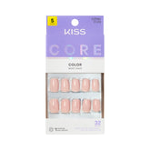 KISS CORE pink aesthetic press-on nails in squoval shape for everyday wear