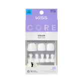 KISS CORE toe nails, white, short squoval shape, ideal for a quick pedicure.