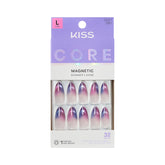 KISS CORE Twinkling Stars nails front view in purple almond shape