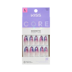 KISS CORE Twinkling Stars nails front view in purple almond shape