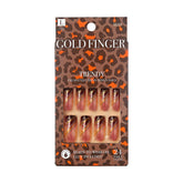 KISS Goldfinger dark brown glitter French full cover nails for glamorous wear.
