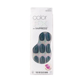 KISS imPRESS No Glue Mani nails with cat eye design for quick, chic manicure