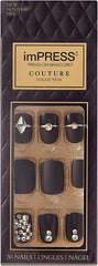 KISS imPRESS Lavish uñas mate negras para un look audaz y duradero