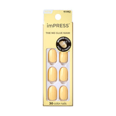 KISS imPRESS limon-zest corto, uñas amarillas para lucir en minutos