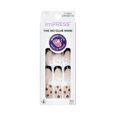 KISS imPRESS No Glue Mani con 30 piezas y tallas variadas para ajuste perfecto.