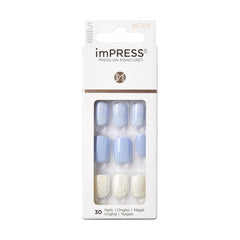 KISS ImPRESS sin pegamento uñas azul claro para un acabado profesional