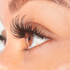KISS LuXtensions real lash extension fibers close-up for dramatic fullness