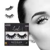 KISS Matte Black 16mm lashes close-up with matte velvet finish for dramatic eyes.