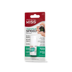 Kiss Maximum Speed Nail Glue close-up bottle for precise application.