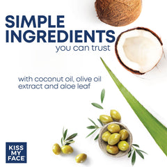 Shave cream with olive oil and aloe nourishes and softens skin during use.