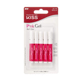 KISS pegamento gel para uñas, empaque rosa, fijación duradera para manicuras.