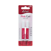 KISS Pink Gel Nail Glue bottle with two pipettes for secure adhesion.
