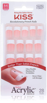 Kiss Salon Acrylic French Kit Sure Thing Medium assembled for flexible, long-lasting wear.