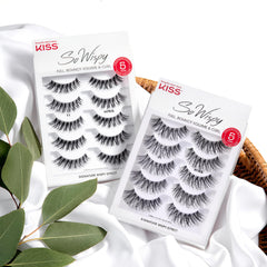 KISS 14mm wispy lashes, outer corners longer for eye-opening effect.