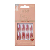 Uñas falsas KISS, kit largo en forma ataúd, para un look sofisticado.