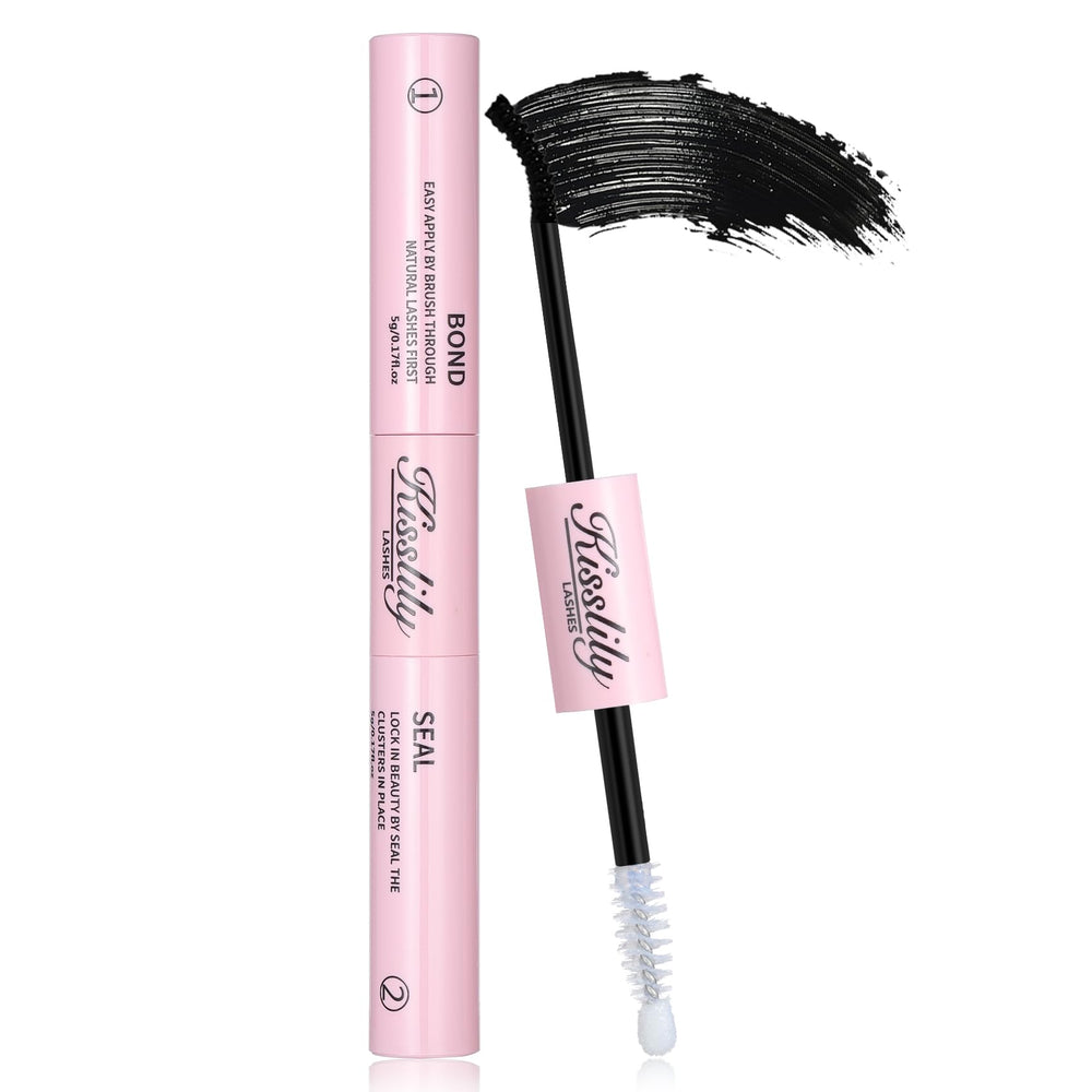 Kisslily Lash Cluster Glue application demonstrates smooth bond for secure all-day wear.