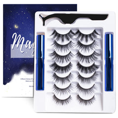 Kistep magnetic eyelashes kit box with seven styles for versatile glam.