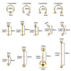 kit-piercing-58-piezas-anillos-cierre-bola-cbr-16g para fijación fiable