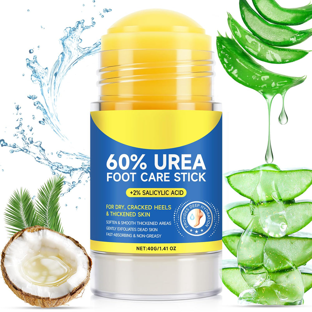 KITNOBLIS 60% Urea Foot Care Stick applying on dry heel for targeted relief.