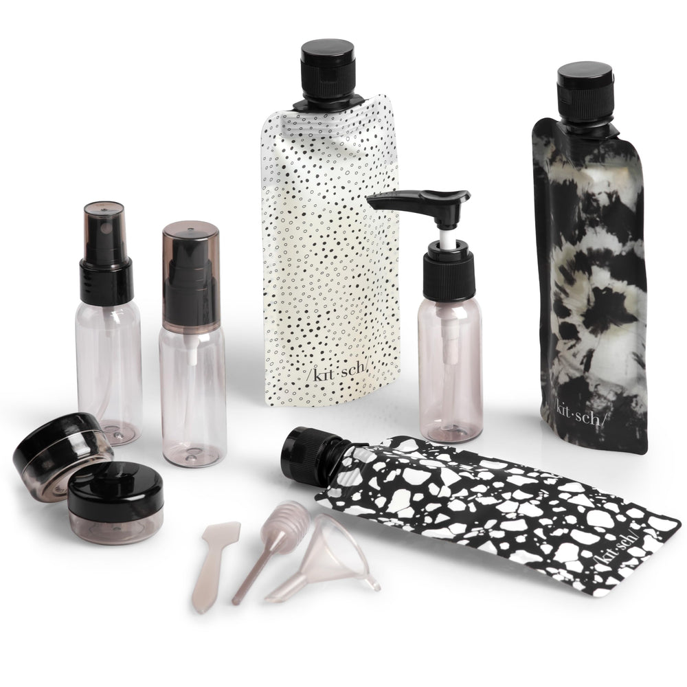 Kitsch 11-piece travel bottle kit main set with leak-proof bottles for easy packing.