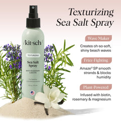 Kitsch aerosol de sal marina textura y brillo sutil para look relajado.