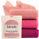 Kitsch Esponja de Red Africana para exfoliación suave diaria en Berry Pink.