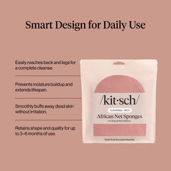 Kitsch Esponja de Red Africana secado rápido para higiene entre usos.