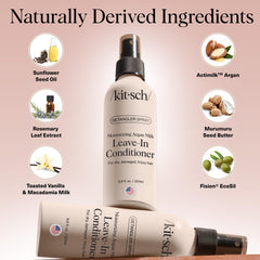 Kitsch Argan Milk Spray aplicacion en cabello húmedo para definición
