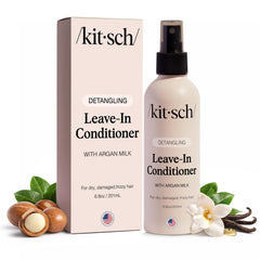 Kitsch Argan Milk Spray desenredante: botella suave para rizos y ondas, facilita peinado