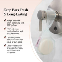 Kitsch Bar Soap Saver Pouch with labeled pockets prevents mix-ups while traveling.