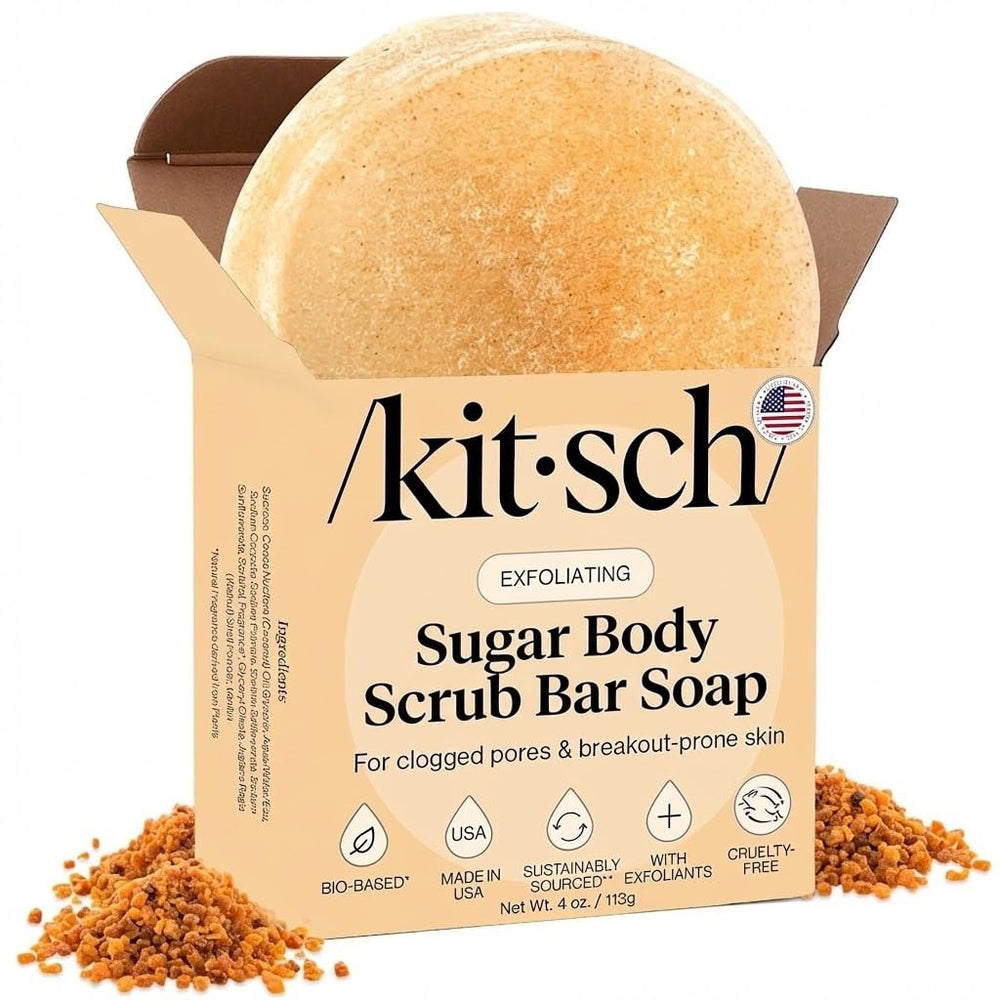 Kitsch barra exfoliante de azúcar con gránulos para pulir la piel.