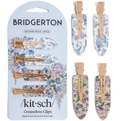 Kitsch Bridgerton pinzas sin arrugas con Toile in Bloom para peinado estable.
