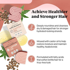 Kitsch castor oil conditioner bar aids detangling and softness.