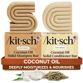 Kitsch coconut oil shampoo bar close-up showing rich nourishment for dry hair.