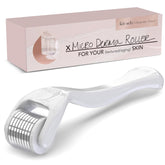 Kitsch Derma Roller for the face in use to prep skin for serums.